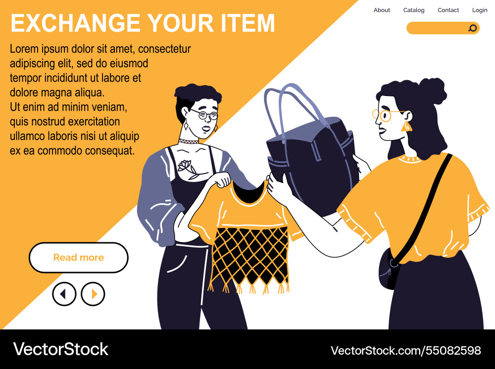 Exchange your item landing page template with two Exchange your item landing page template with two vector image