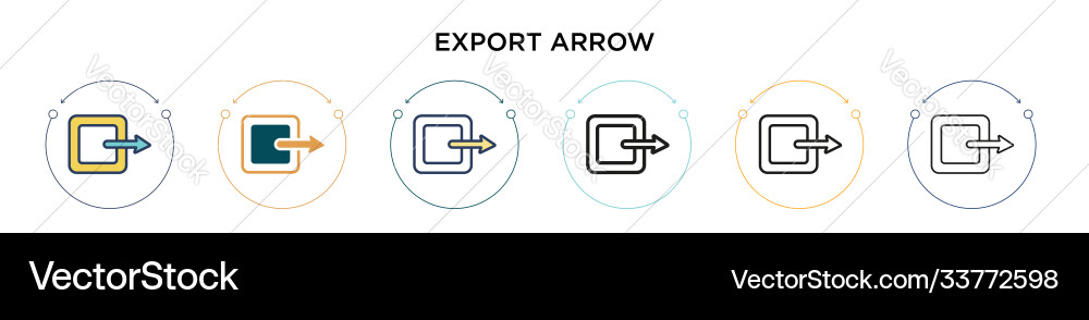 Export arrow icon in filled thin line outline vector image