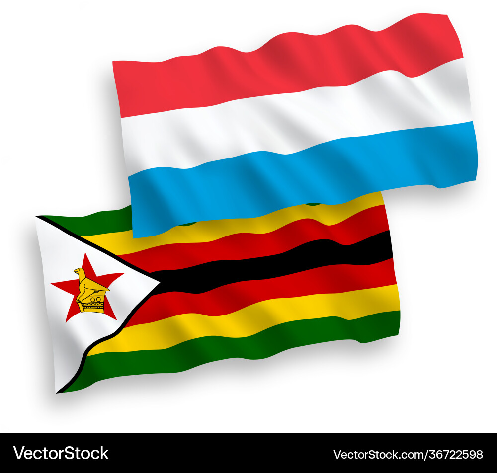 Flags zimbabwe and luxembourg on a white Flags zimbabwe and luxembourg on a white vector image