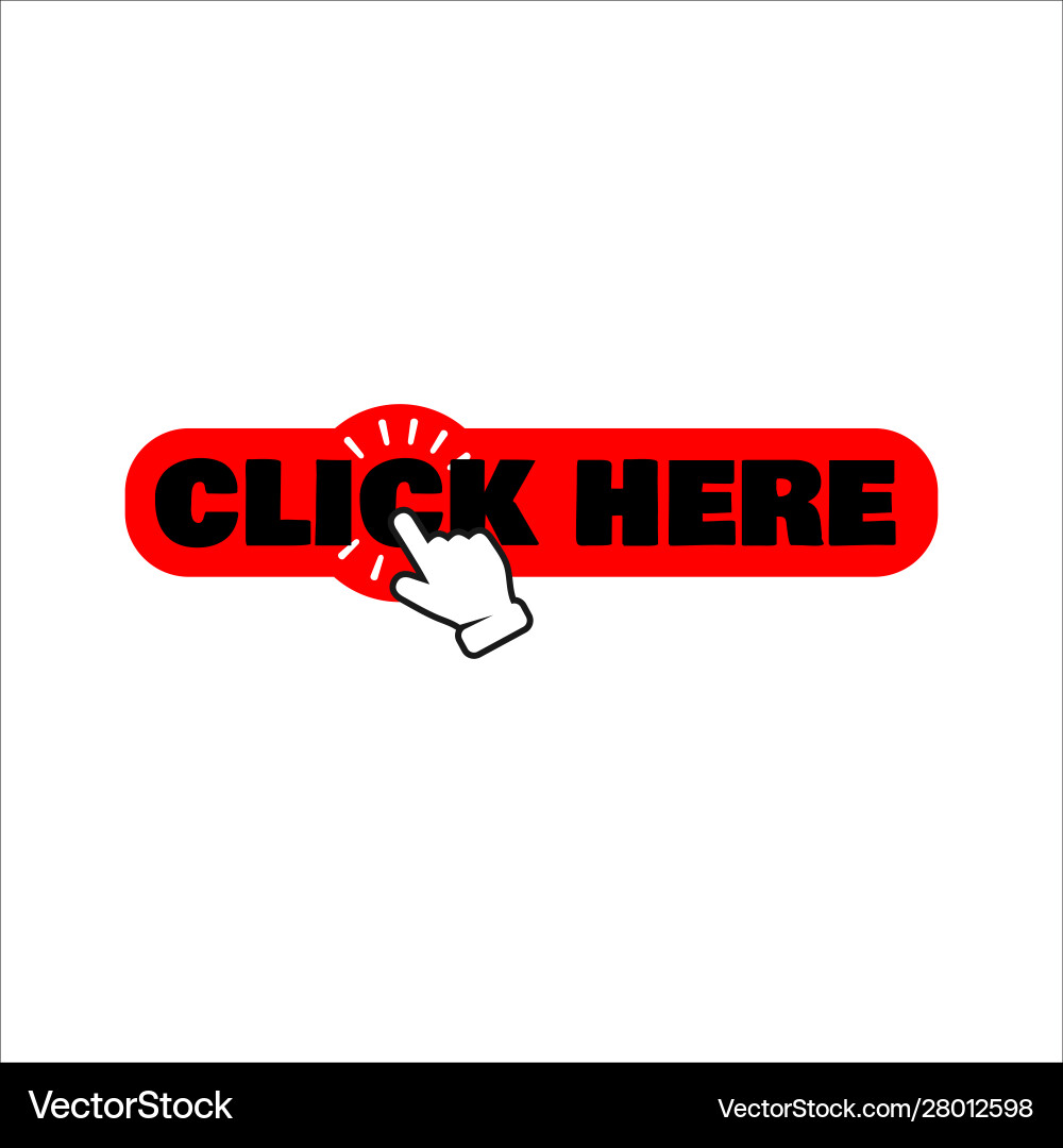 Hand pointer clicking click here button round vector image