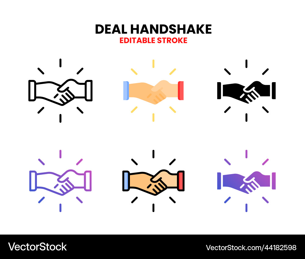 Hand shake icon set with different styles Hand shake icon set with different styles vector image
