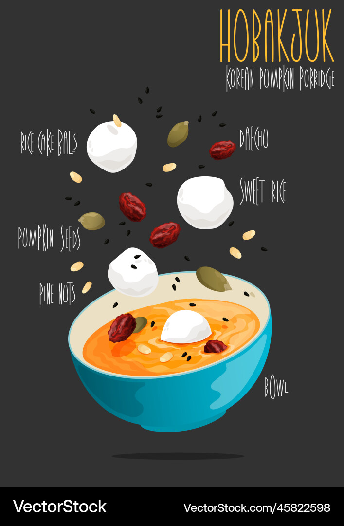 Hobakjuk korean pumpkin porridge Hobakjuk korean pumpkin porridge vector image