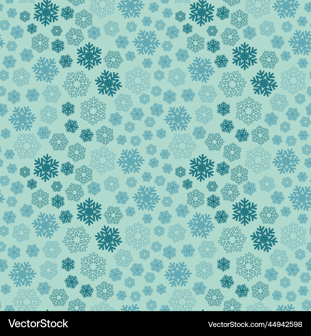 Mint green seamless pattern with snowflake Mint green seamless pattern with snowflake vector image