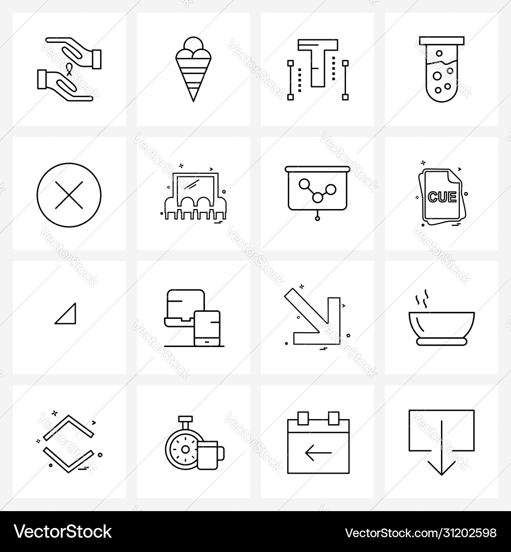 Modern style set 16 line pictograph grid based Vector Image