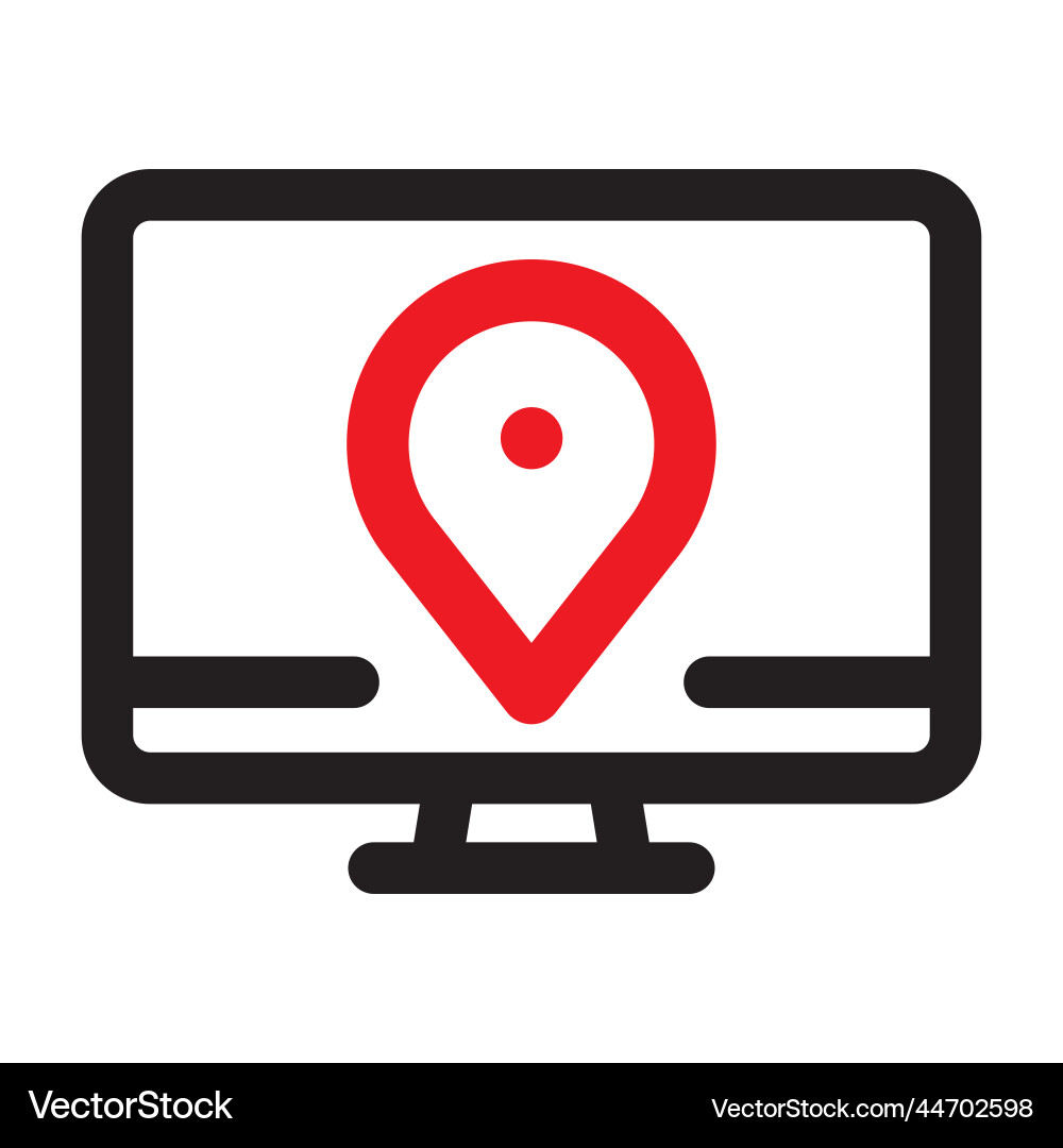 Monitor location map outline icon online Monitor location map outline icon online vector image