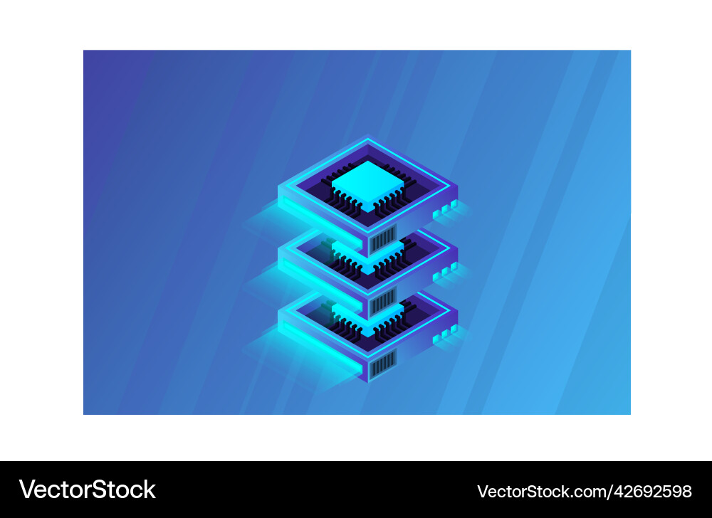 Quantum computer large data processing server Quantum computer large data processing server vector image