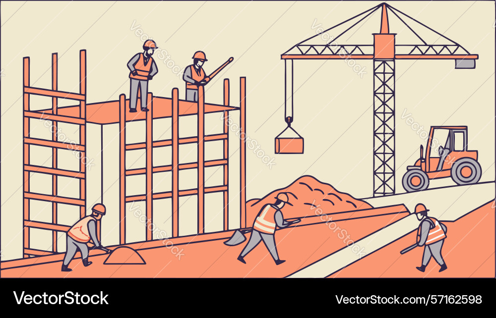 Scaffolding and building framework construction vector image