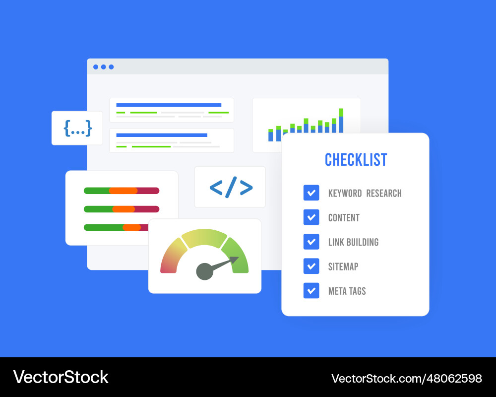 Seo checklist - boost website ranking and web page Vector Image