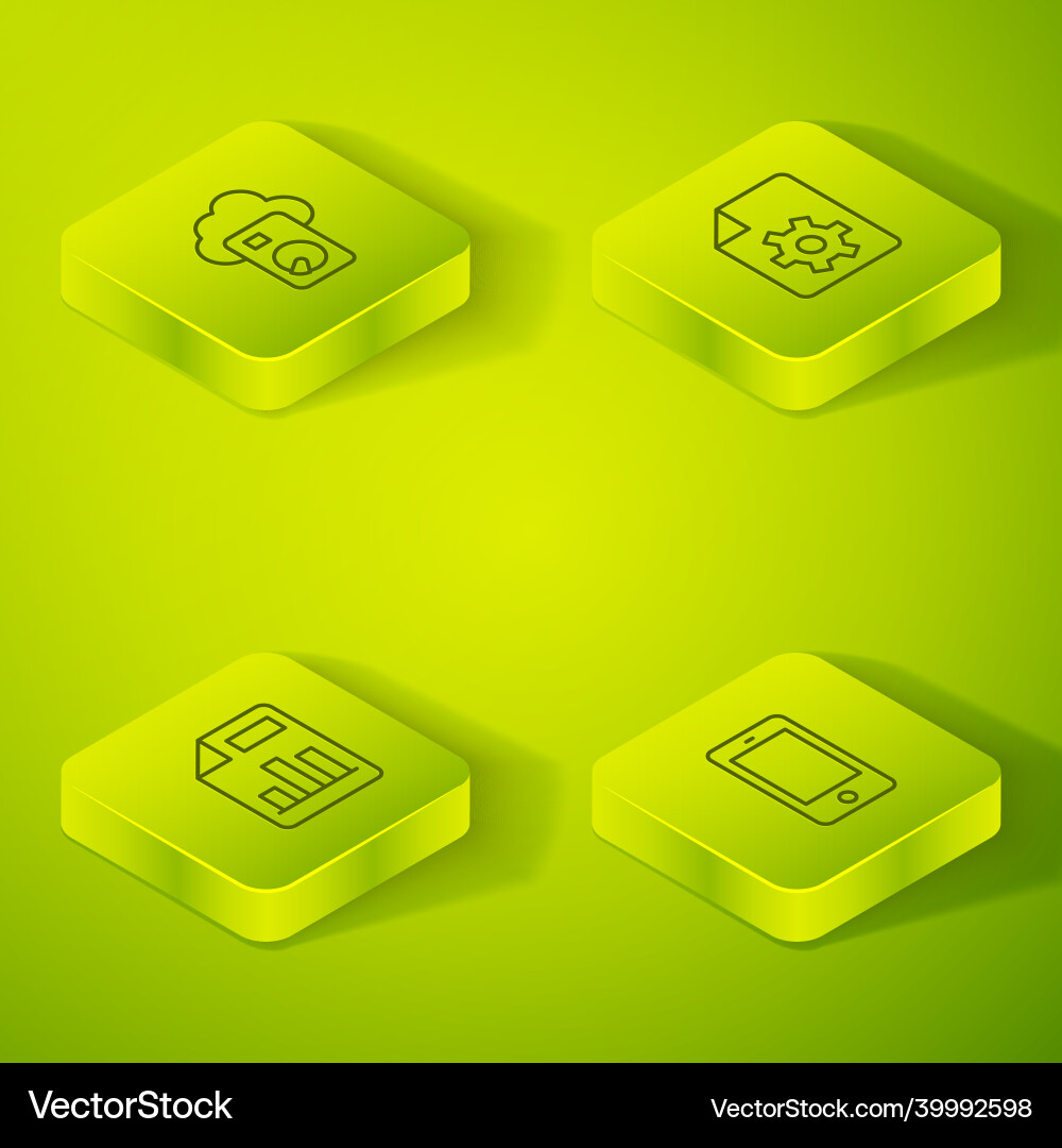 Set isometric line document settings with graph Set isometric line document settings with graph vector image