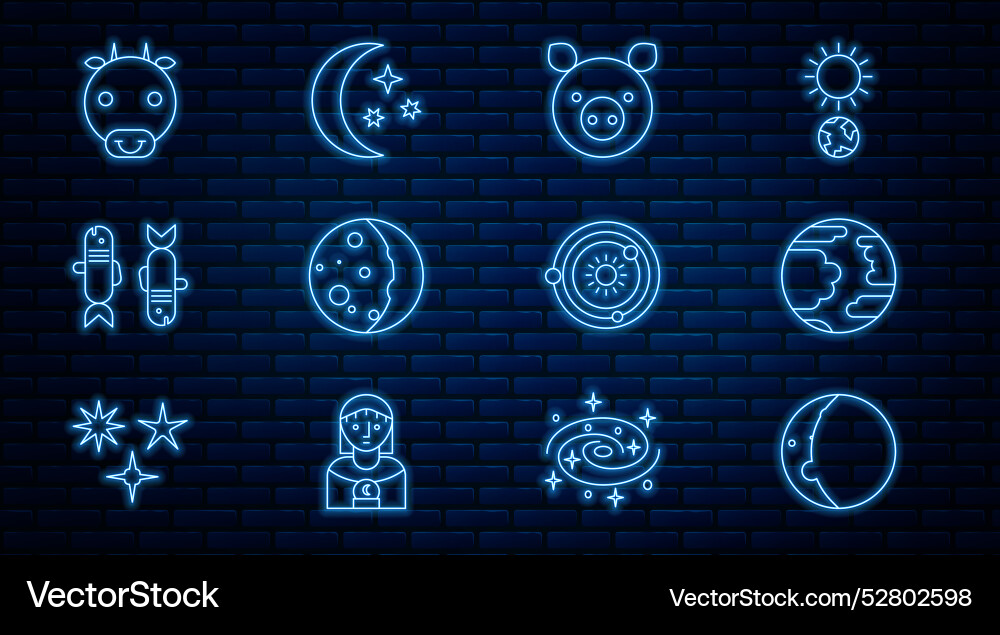 Set line eclipse of the sun planet mercury pig Set line eclipse of the sun planet mercury pig Vector Image
