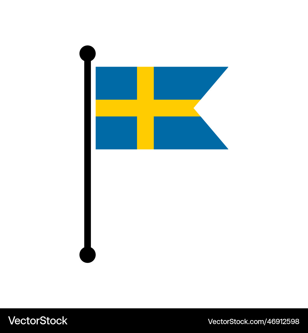 Sweden flagpole swedish flag map pointer layout Sweden flagpole swedish flag map pointer layout Vector Image
