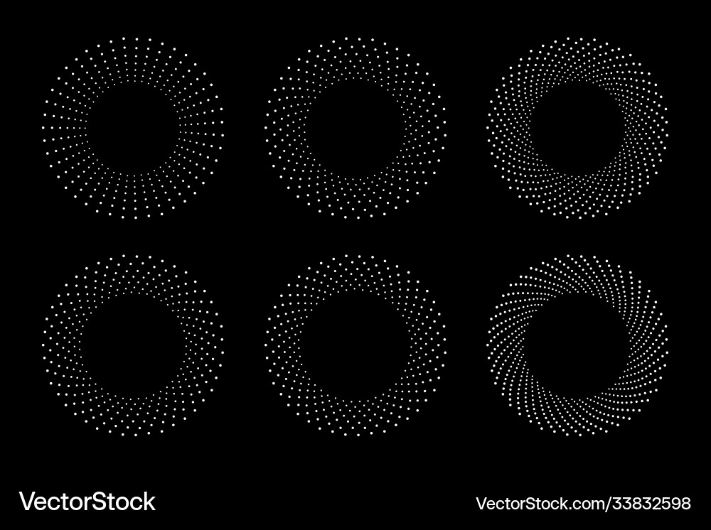 White halftone circle dots frames set White halftone circle dots frames set vector image