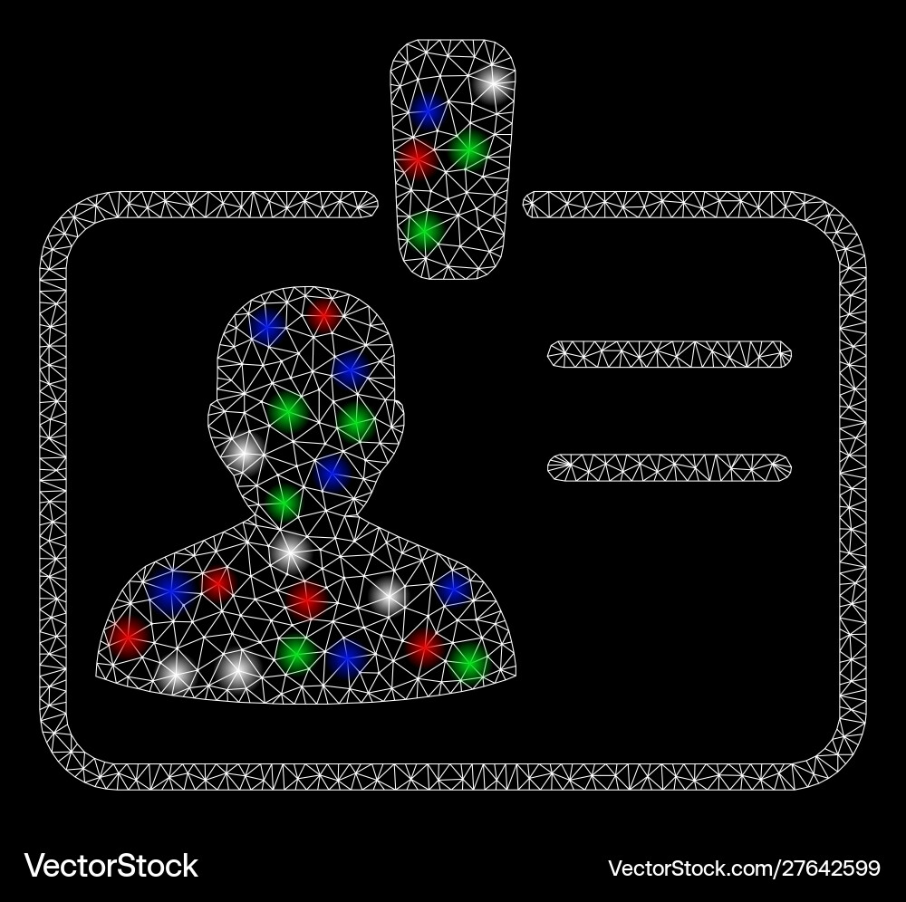 Bright mesh network user badge with flash spots Vector Image