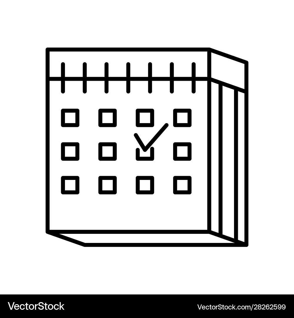 Calendar with checked day for scheduled event date Calendar with checked day for scheduled event date vector image