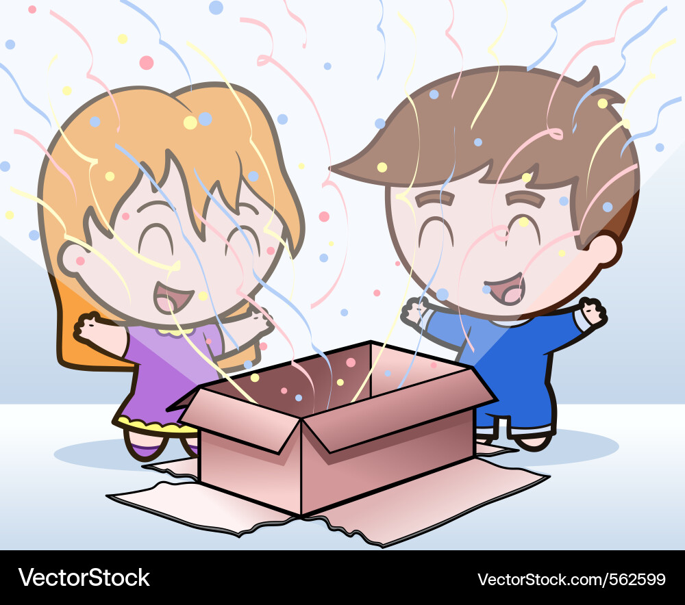 Children Opening Presents Vector Image