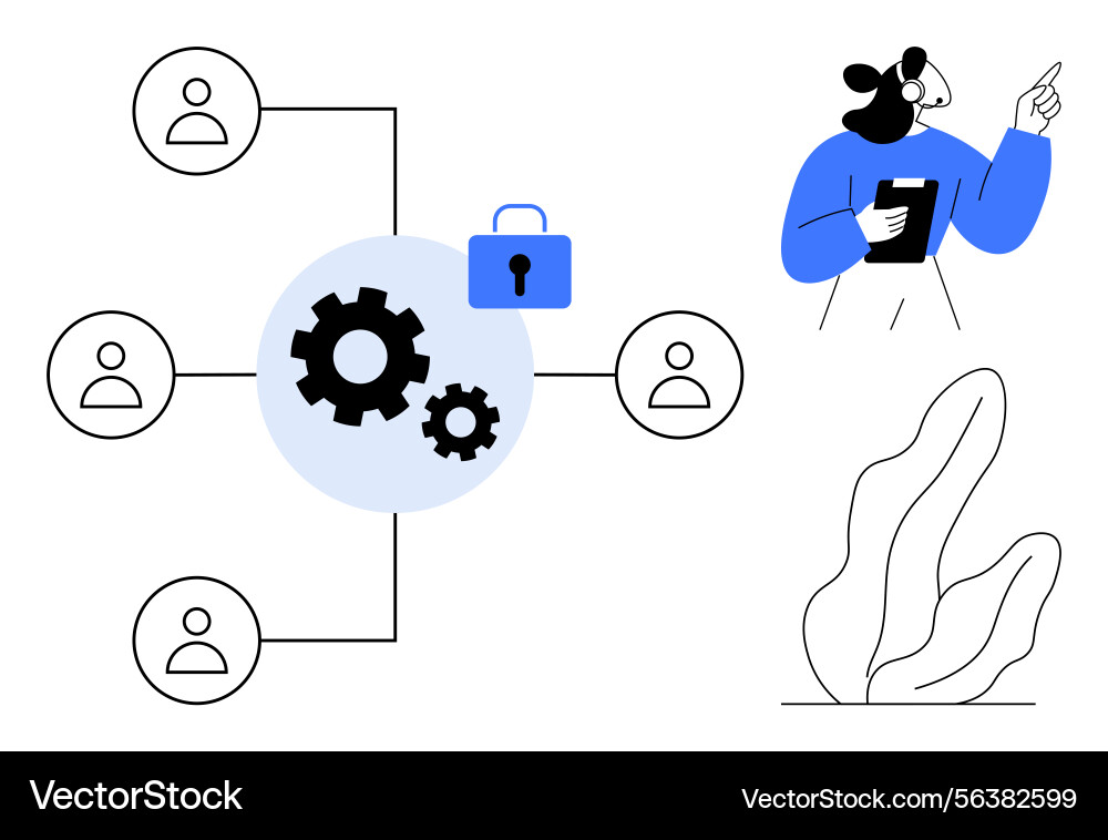 Collaborative workflow with secured data Collaborative workflow with secured data vector image