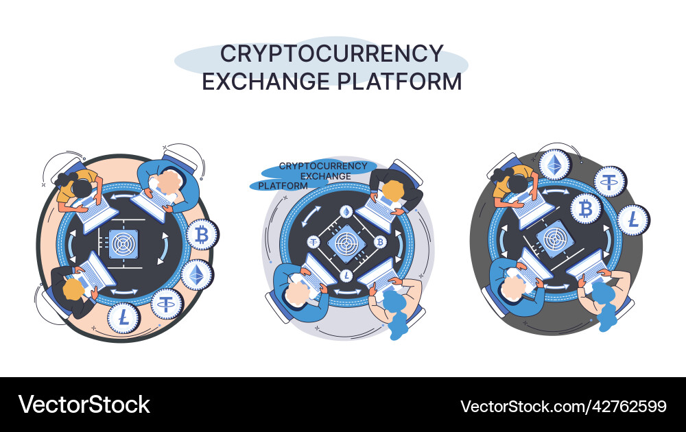 Cryptocurrency exchange platform and blockchain Cryptocurrency exchange platform and blockchain vector image