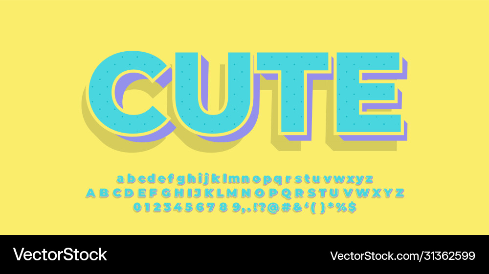 Cyan 3d font styles design template vector image
