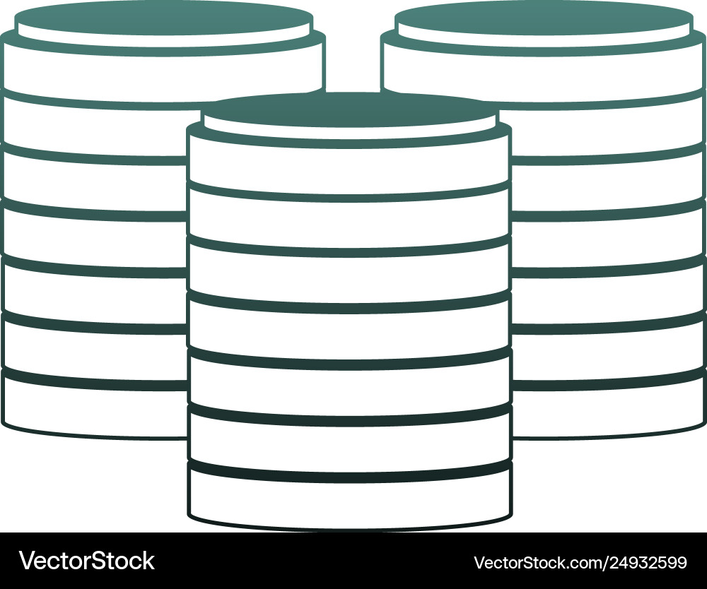 Database disks isolated blue lines Vector Image