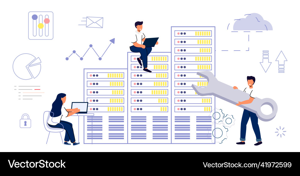 Datenbankadministrator dbms Software Rechenzentrum Datenbankadministrator dbms Software Rechenzentrum vektorbild