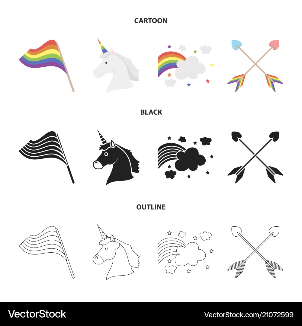 Flag unicorn symbol arrows with heartgay set Vector Image