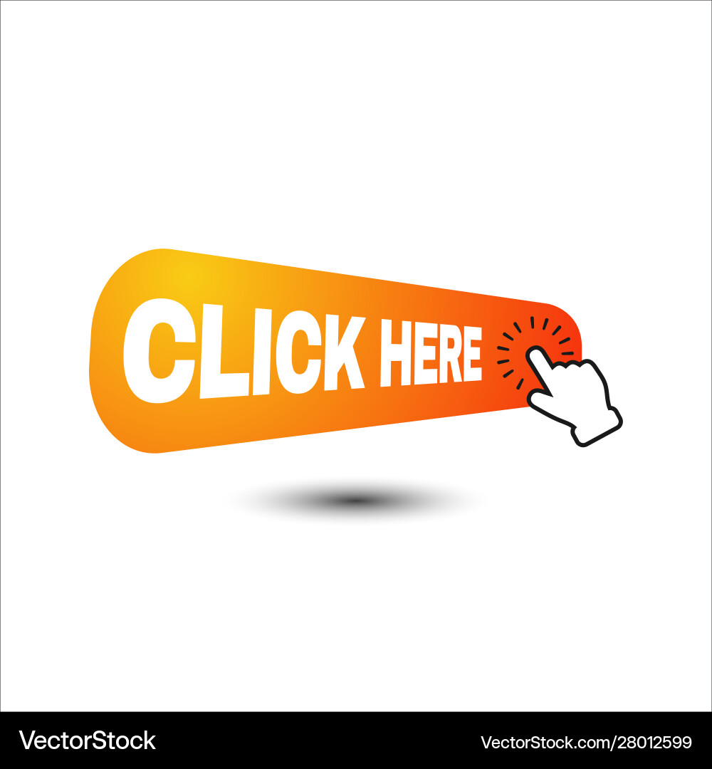 Hand pointer clicking click here button round vector image