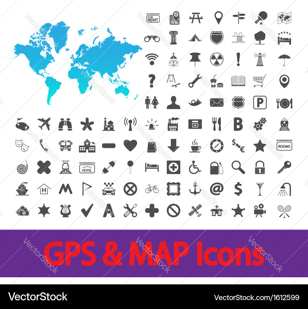Navigation Map Icons Set vector image