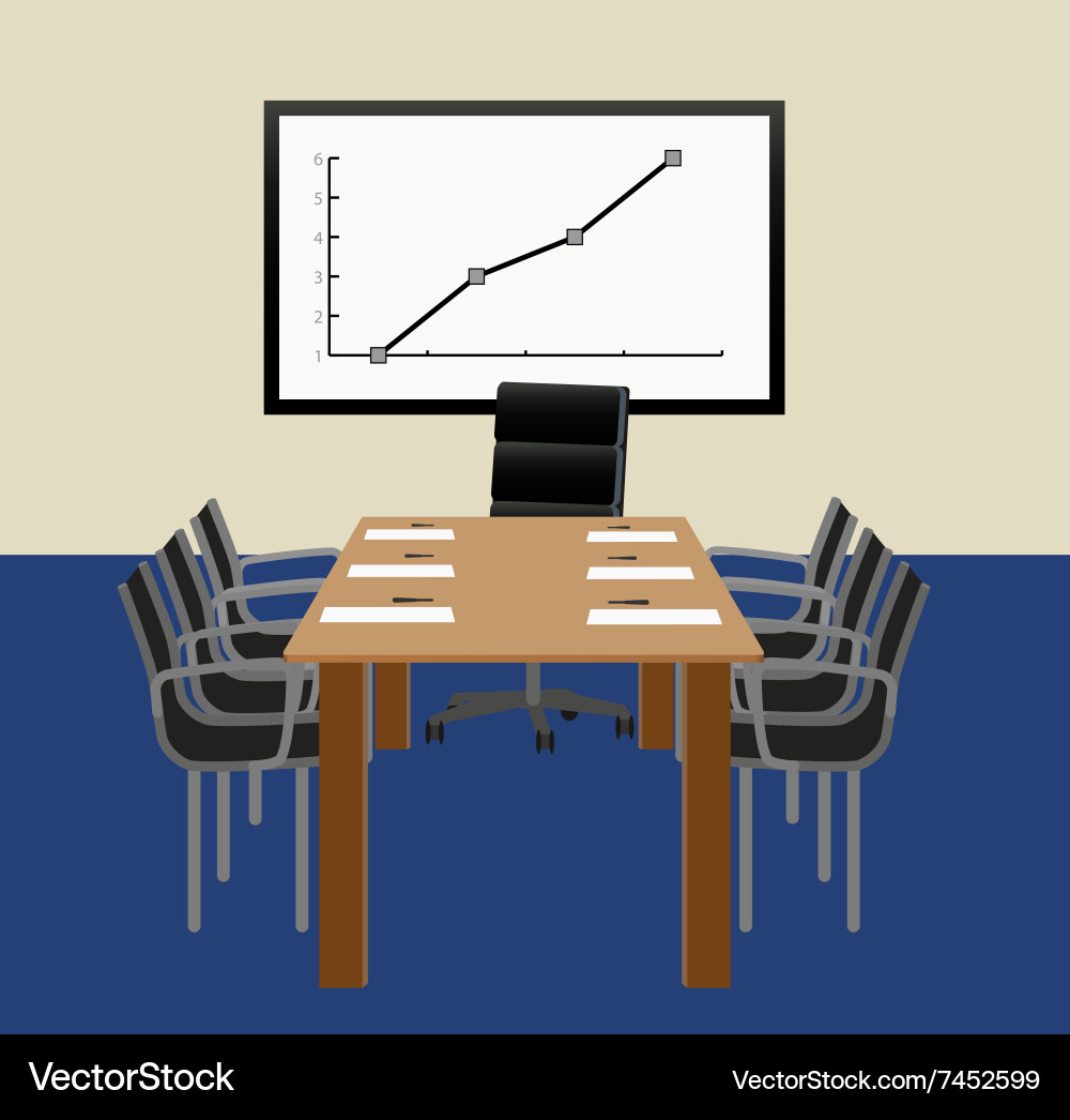 Office with table and a graph vector image
