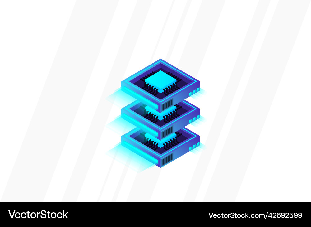 Quantum computer large data processing server Quantum computer large data processing server vector image