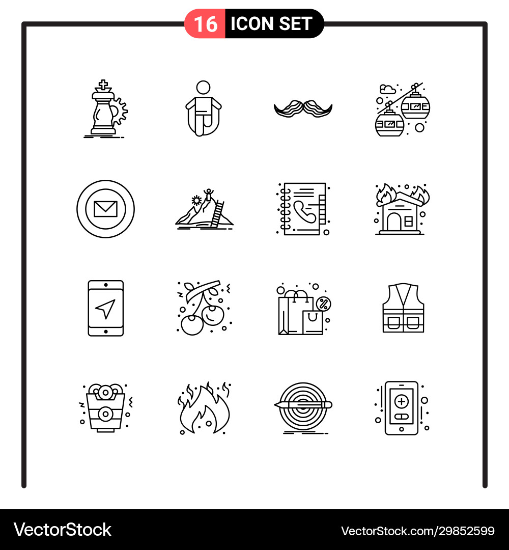 Set 16 line style icons for web and mobile Set 16 line style icons for web and mobile vector image
