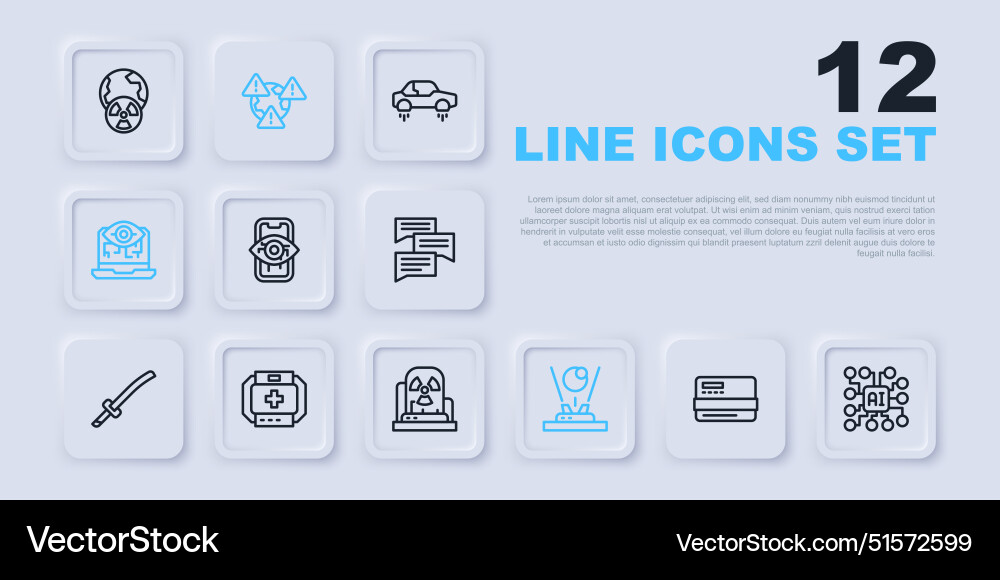 Set line credit card neural network computer vector image