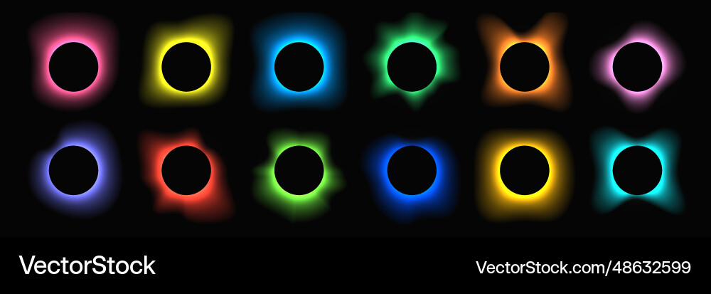Set of circle illuminate light frames with color Set of circle illuminate light frames with color Vector Image