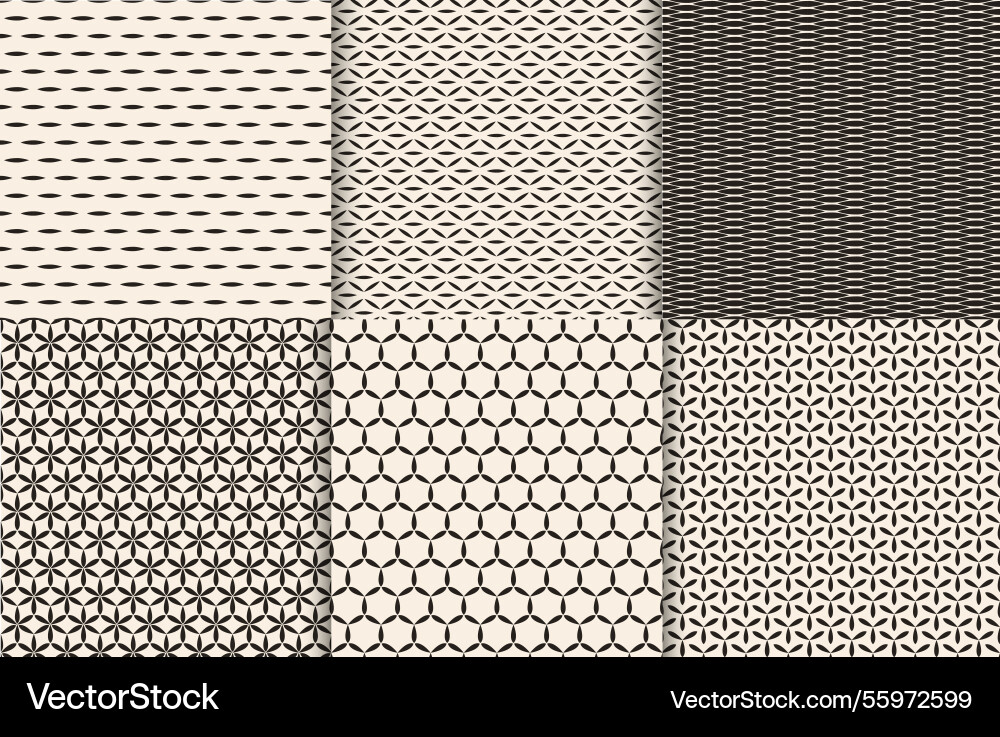 Set of seamless patterns with geometric hexagons vector image