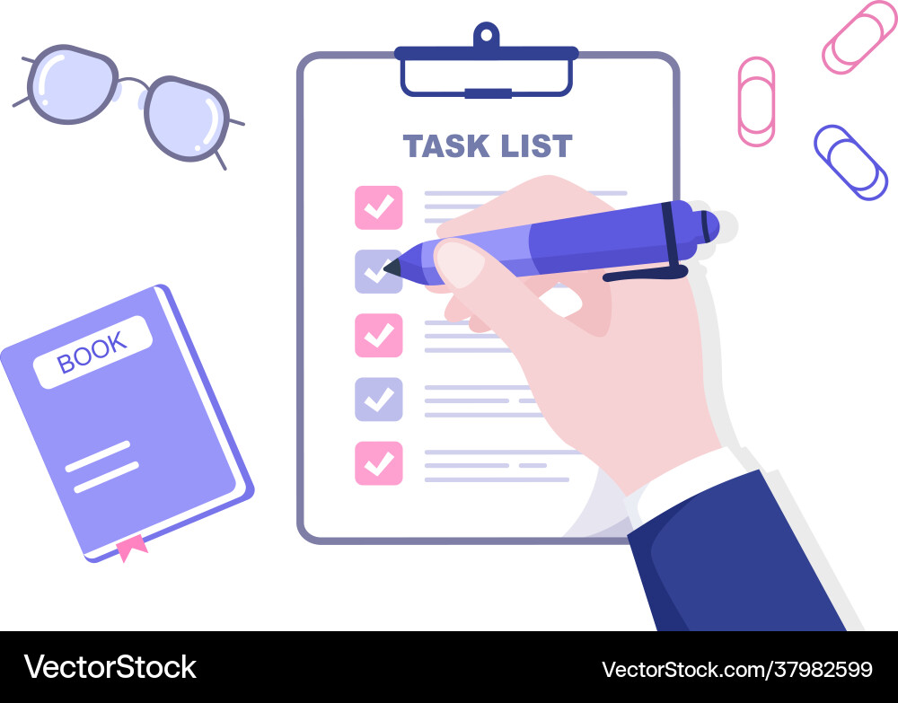 Task list to do time management work Task list to do time management work vector image