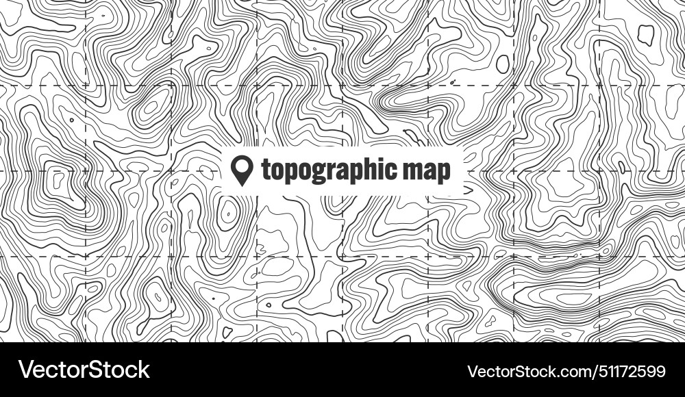 Topographic map with contour lines geographic vector image