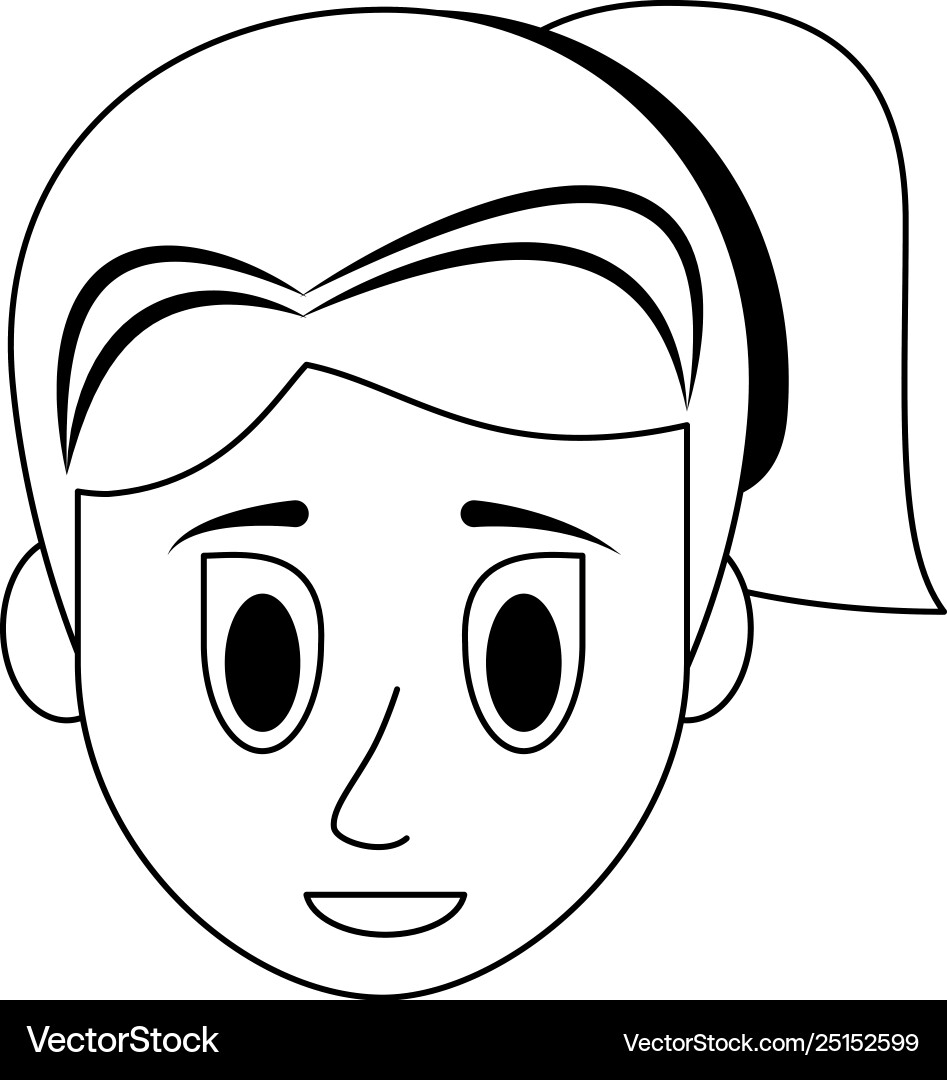 Young woman face cartoon in black and white Vector Image