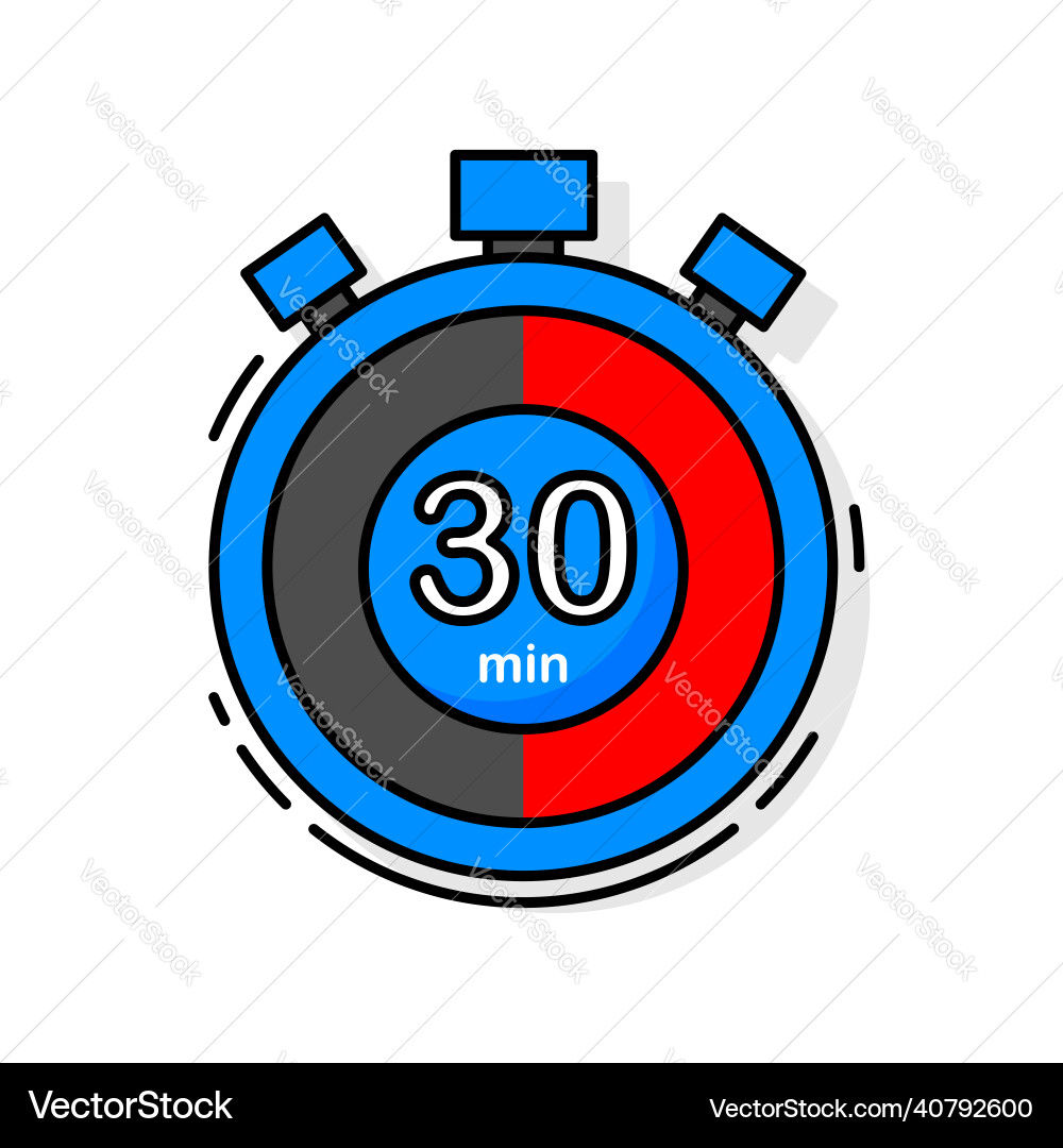 30 minutes left timer clock stopwatch isolated 30 minutes left timer clock stopwatch isolated vector image