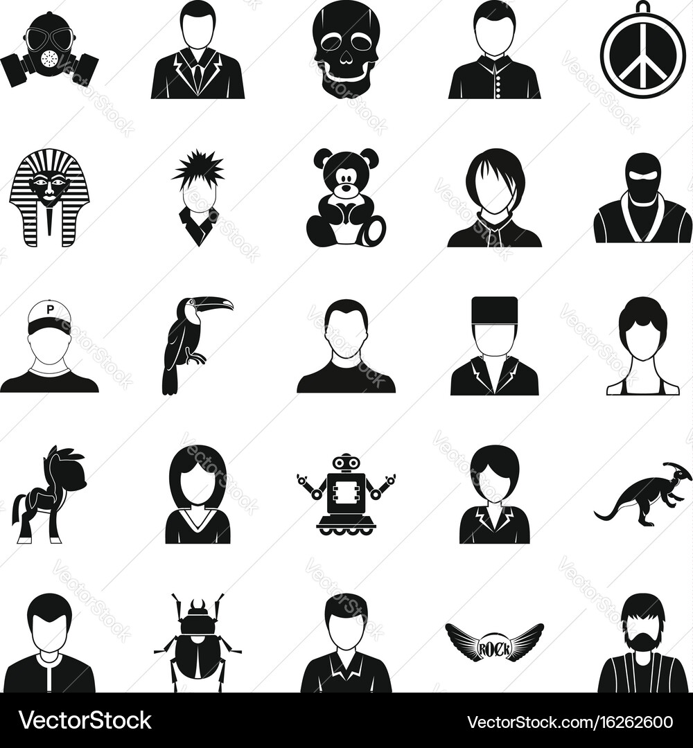 Avatar icons set simple style vector image