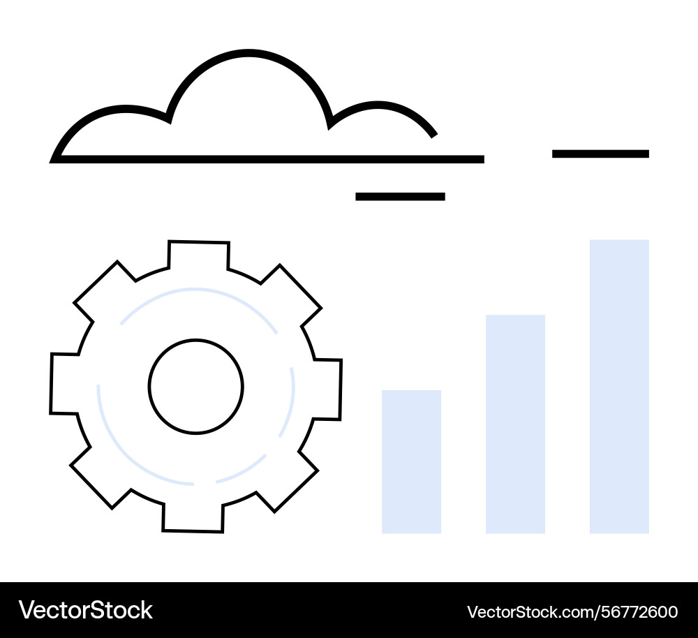 Cloud computing with gear and bar graph for data Cloud computing with gear and bar graph for data vector image