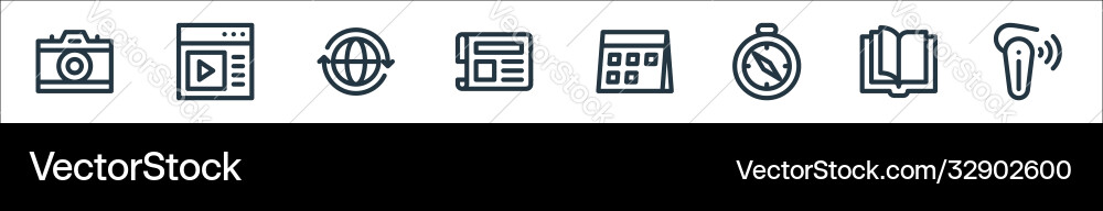 Communication and media line icons linear set Communication and media line icons linear set vector image