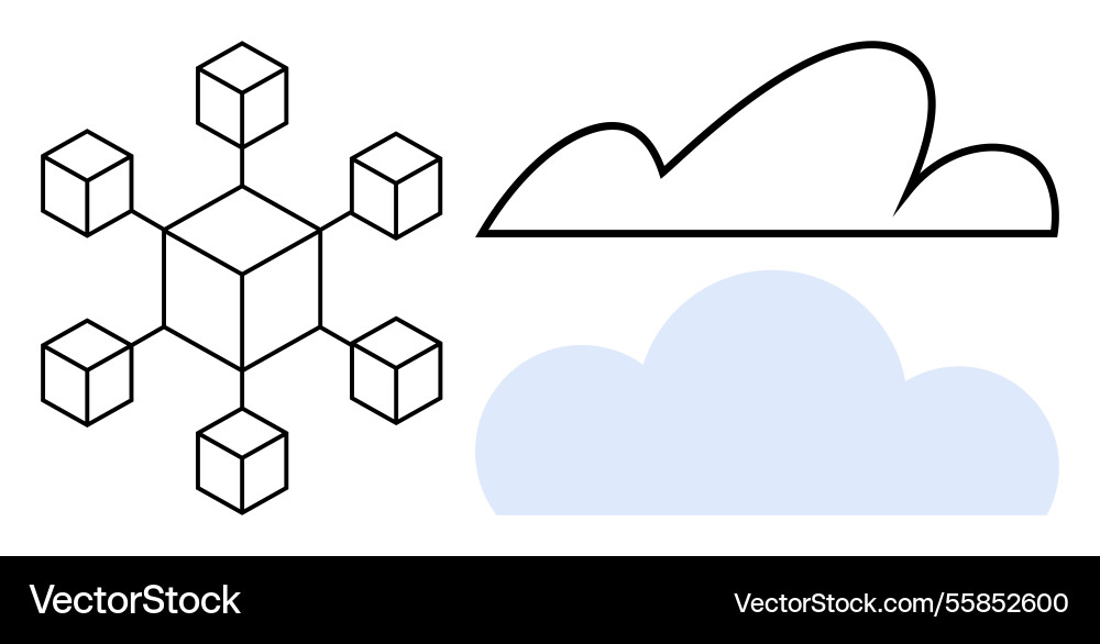 Digital cloud network and blockchain data Digital cloud network and blockchain data vector image