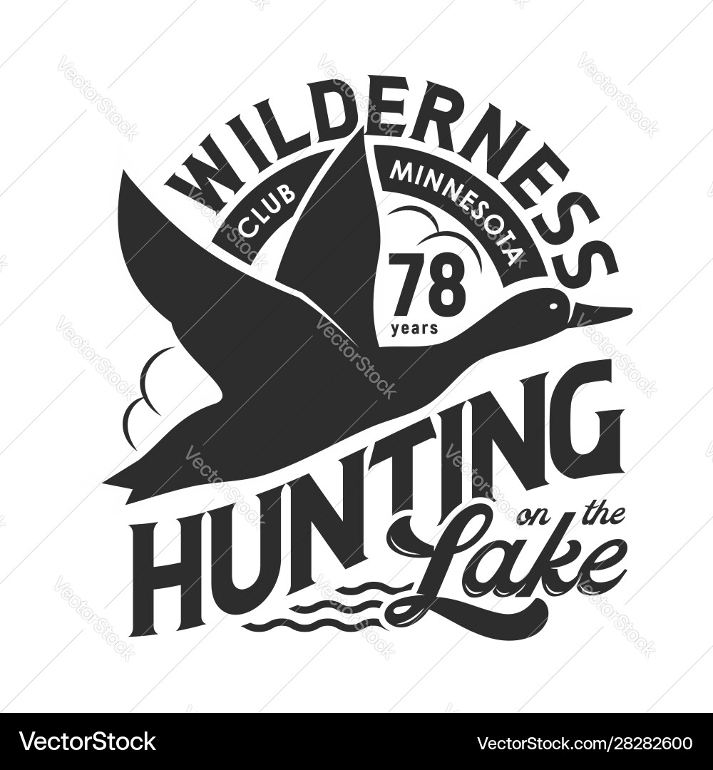 Duck Hunting T-Shirt Print - Flying Duck Vector Image