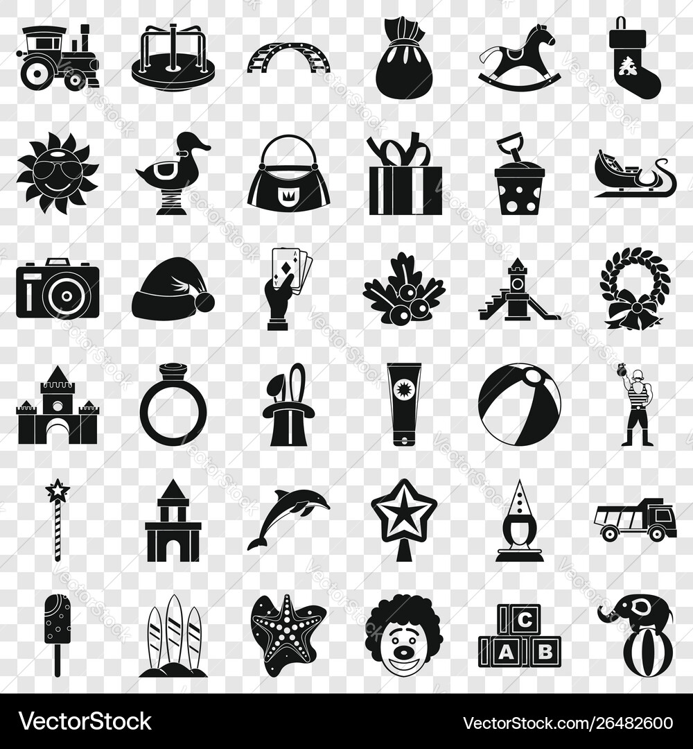 Elephant icons set simple style vector image