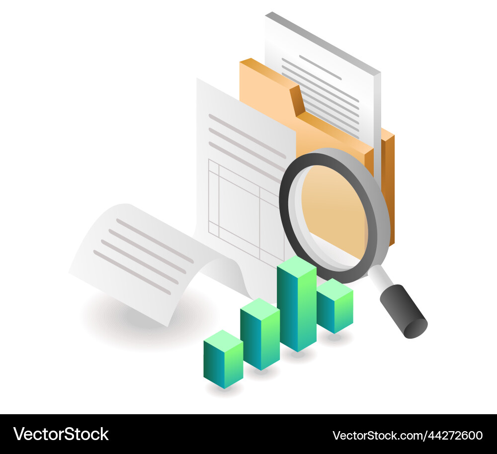Flat isometric concept search data in folder Flat isometric concept search data in folder vector image