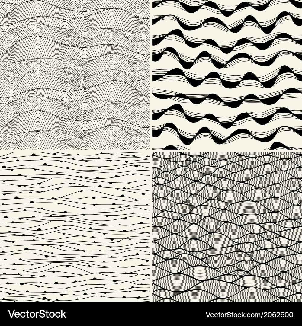 Four Abstract Wave Patterns vector image