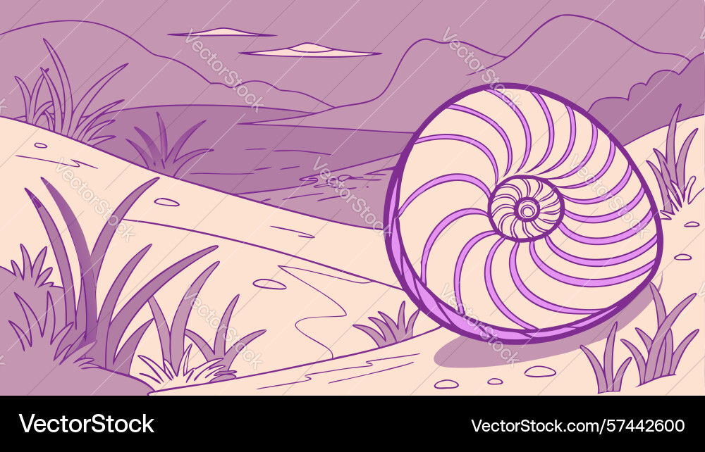 Giant nautilus shell in surreal abstract vector image