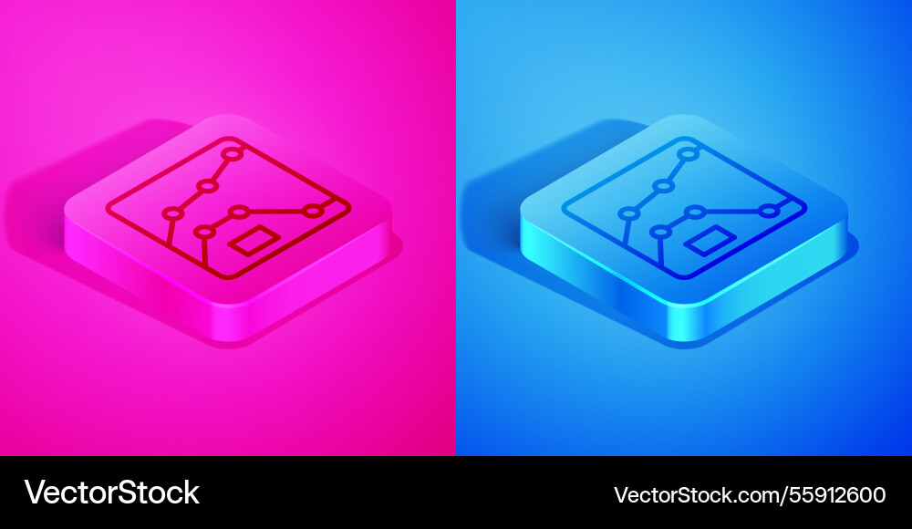 Isometric line graph schedule chart diagram Isometric line graph schedule chart diagram vector image