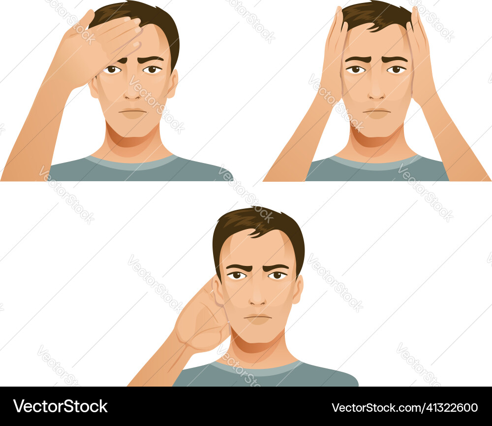 Man with different types of headache vector image