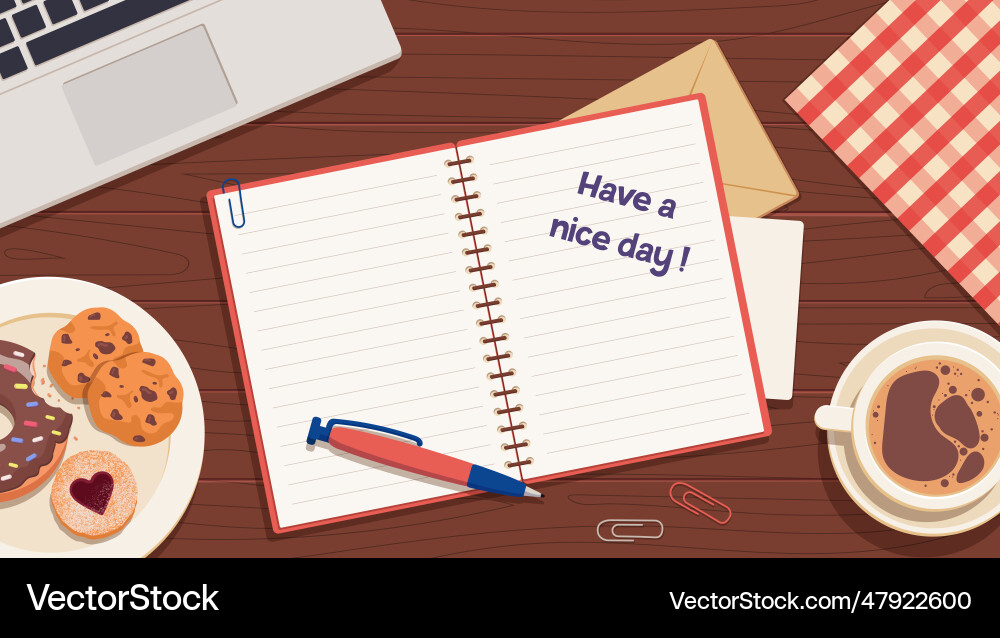 Notebook with pen on table concept Notebook with pen on table concept vector image