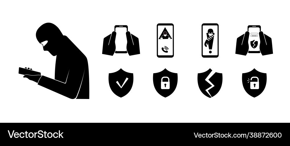 Phone fraud hacking protection hacker attack vector image